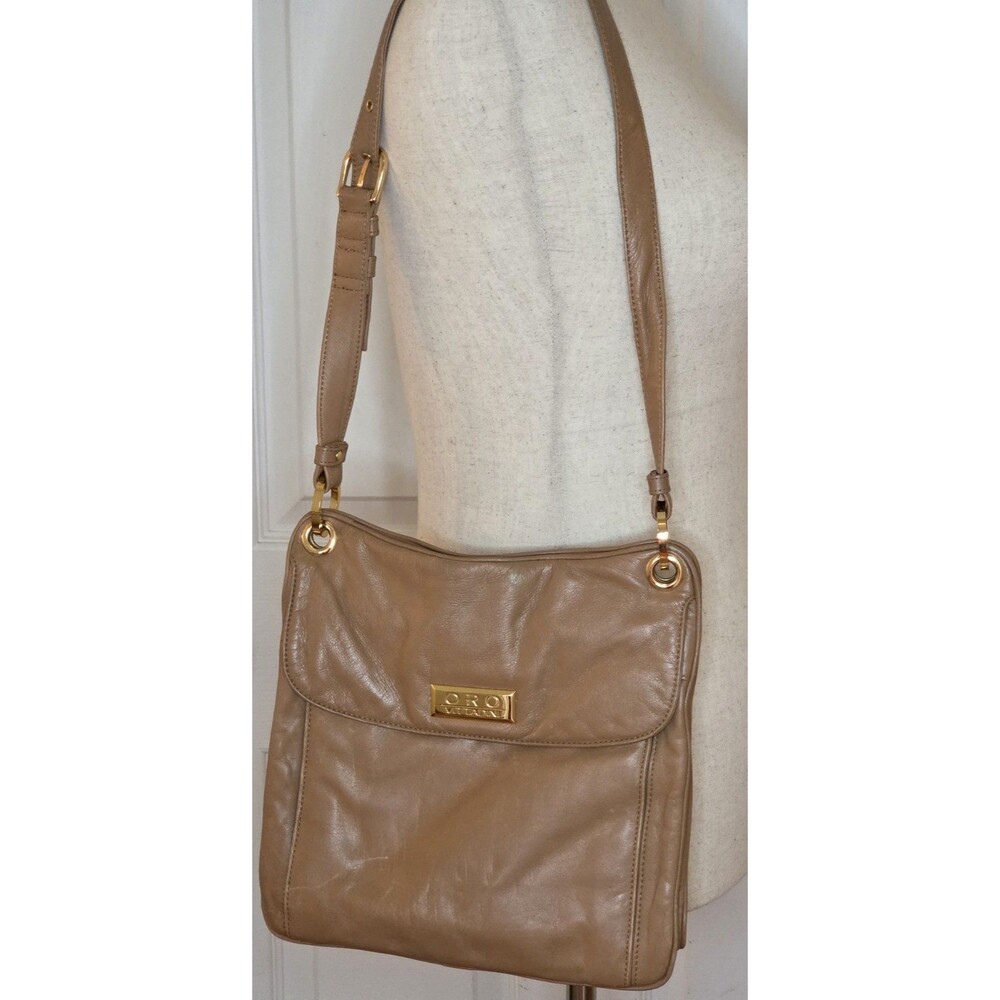 ORO Vittadini Soft Brown Leather Shoulder Bag Purse Adjustable Strap NWOT